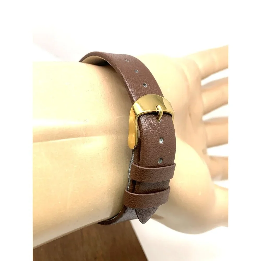 Chicago Bulls NBA Men's Watch Vintage Quartz Gold Dial Brown Leather Band 36mm